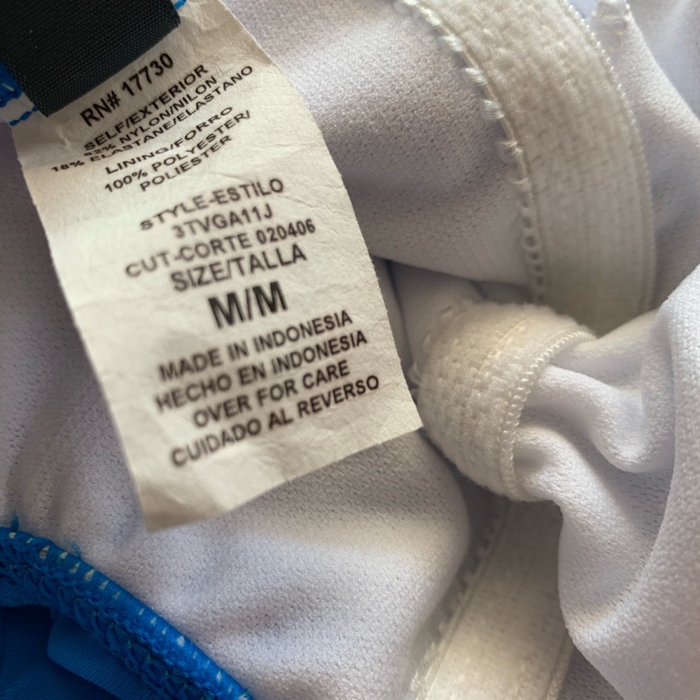 WM Size Medium Blue Ruffled One Piece Swimsuit - Picture 5 of 6